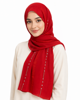 Polychiffon Stone Work Hijab – Style 1 (100x200cm)