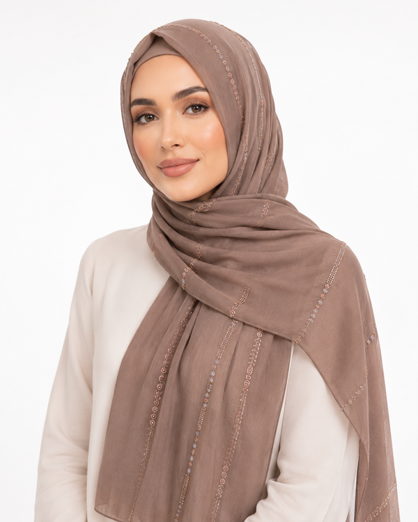 Polychiffon Stone Work Hijab – Style 1 (100x200cm)