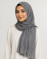 Polychiffon Stone Work Hijab – Style 1 (100x200cm)